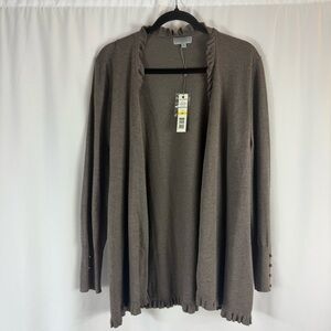 NWT Joseph A light  Brown Ruffled Cardigan SizeM